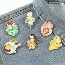 1/6 peças Moda e requintado desenho animado anime fofo marinheiro lua tsukino usagi, doce coelhinho metal distintivo esmalte broche acessórios, bolsa decoração