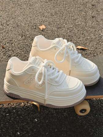 Women's Hollow Design Breathable Thick Sole Cross-Tied Casual Sneakers, Campus/Sports Style