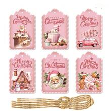 Christmas Decoration 30pcs/Set Cute Santa Claus Snowman Pattern Christmas Gift Tags, Cartoon Gift Box Tags For Christmas Gift Packaging (Random Styles) - Yellow - View 14
