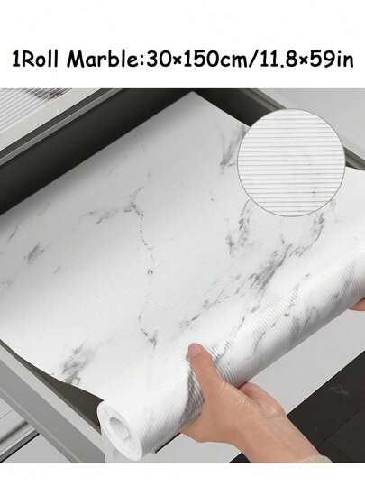 Este é um tapete de prateleira com padrão de mármore, tapete de gaveta antiaderente, tapete antiderrapante para geladeira, tapete de geladeira EVA à prova d'água, tapete de armário e tapete de jantar simples. (11,81''*39,37''~78,74'')