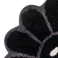 1pc Round Halloween Tufted Area Rug With Retro Sunflower Art Design - WeRugz Non-Slip, Washable, Fluffy Medium Pile Carpet For Living Room And Bedroom, Machine Washable, Rubber Backed - Black - View 7