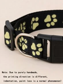 Haustierhalsband mit Pfoten-Muster, fluoreszierend, nachtleuchtend für Hunde und Katzen, Innen- und Außenbereich, universal