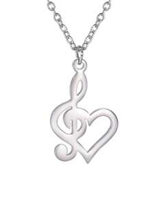 1pc Men's Music Note Pendant Necklace, Suitable For Daily Wear