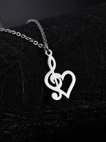 1pc Men's Music Note Pendant Necklace, Suitable For Daily Wear