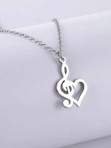 1pc Men's Music Note Pendant Necklace, Suitable For Daily Wear