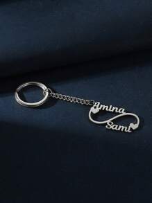Personalized Two Infinity Name Keychain For Women Men Stainless Steel Custom Keychains Unisex Customized Infinity Heart Jewelry Gifts Christmas Gifts - Multicolor - View 4