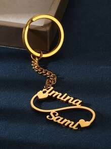 Personalized Two Infinity Name Keychain For Women Men Stainless Steel Custom Keychains Unisex Customized Infinity Heart Jewelry Gifts Christmas Gifts - Multicolor - View 2