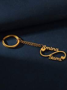 Personalized Two Infinity Name Keychain For Women Men Stainless Steel Custom Keychains Unisex Customized Infinity Heart Jewelry Gifts Christmas Gifts - Multicolor - View 5