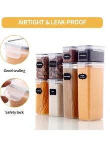 CFQNI 15pcs Airtight Food Storage Containers Set With Lids - Perfect For Kitchen Pantry Organization And Storage Of Cereal, Rice, Pasta, Tea, Nuts, And Coffee Beans - Dishwasher  With Labels And Marker Included - Đen và trắng - Xem 5