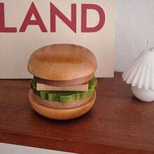 6pcs Anti Slip Burger Insulated Coaster Creative Home Burger Shape Living Room Desktop Decoration Tea Cup Solid Wood Coaster Gifts Birthday Graduation