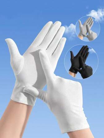 1 Ensemble de gants de protection solaire minces unisexes de différentes couleurs /blancs, style simple et haute élasticité, gants de conduite de bijoux d"hôte de mariage pour usage quotidien