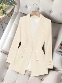 Women's Casual & Commuting Solid Color Double-Breasted Blazer, Autumn