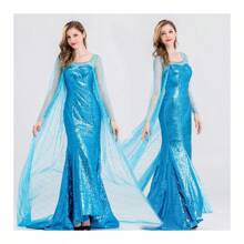 Frozen Princess Skirt Long Sleeve Adult Sequin Strapless Skirt Cosplay Princess Skirt Performance Costume