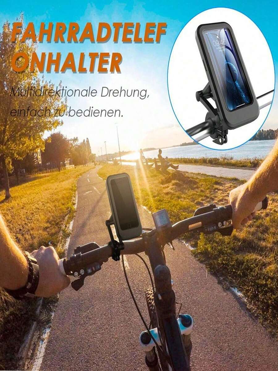 Bike Mobile Phone Mount Holder With Waterproof Bag, Waterproof Mount Holder For Motorcycle, Scooter, Bike Delivery Navigation - 黑色 - 查看 1
