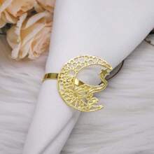 1pc/4pcs Gold/Silver Napkin Rings, Hollow Metallic Star & Moon Design Napkin Rings, Random Style, Suitable For Family Gatherings And Tabletop Decor