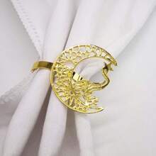 1pc/4pcs Gold/Silver Napkin Rings, Hollow Metallic Star & Moon Design Napkin Rings, Random Style, Suitable For Family Gatherings And Tabletop Decor