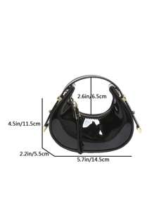 Túi cầm tay mini đựng son môi giả kim loại màu trơn cho nữ có dây đeo vai và quai xách có thể điều chỉnh, thích hợp cho tiệc tùng và đám cưới - màu đen - Xem 2