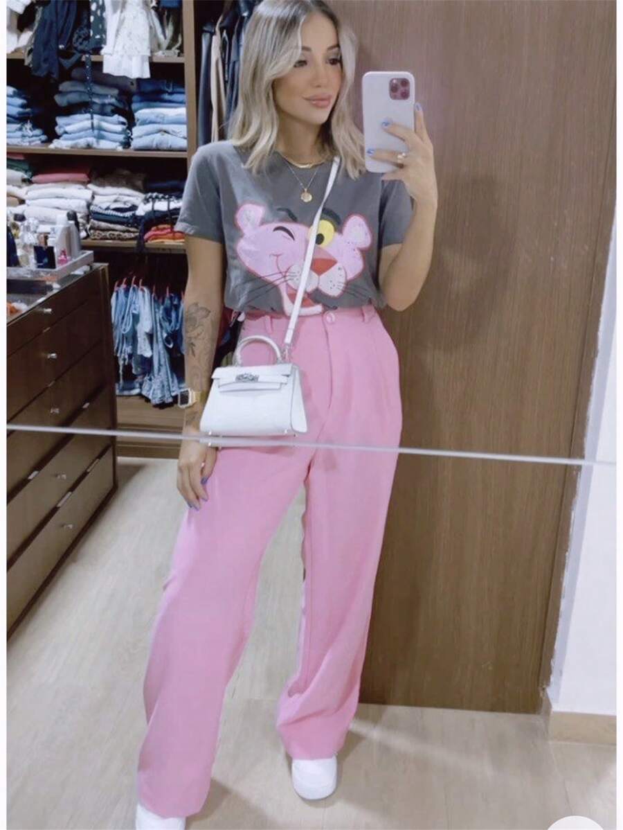 Fkmoda Tailored Palazzo Pants - Baby Pink - View 1