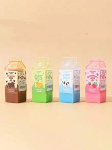1pc Cartoon Milk Shaped Eraser, Random Color, Cute Student Stationery Correction Supply, Student Drawing Eraser, Student Prize - Multicolor - View 7