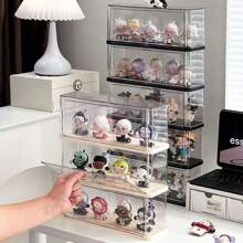 1pc Transparent Storage Box, Single Door Stacked Display Box - Dust-Proof - Blind Box - Suitable For Storing Jewelry, Hand Toys, Stationery, Perfume Cosmetics Storage Rack