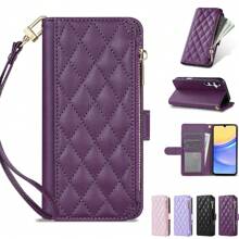 ZZXX Phone Holder Luxury Wallet Small Fragrance Zipper Multi Card Slot Photo Frame Kickstand With Hand Strap Magnetic Flip High-Quality Artificial Leather Case Compatible With Iphone Compatible With Samsung Galaxy Compatible With Xiaomi Redmi Compatible With Huawei Honor Moto OPPO Fashion Shockproof Protective Card Bag Waterproof Anti-Fall Scratch Resistant Full Cover