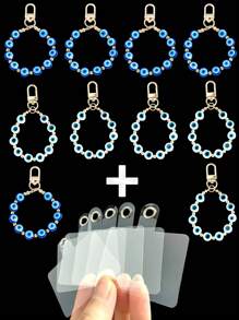 一件复古邪眼18K金饰品，树脂三层水滴釉面手机珠包挂件/钥匙扣，适合日常装饰，可作为礼物送给家人、朋友、老师、学生、同学，也可作为圣诞礼物、汽车饰品、包包挂饰、校园风可爱哥特风Y2K礼物创意包包挂绳（带证件夹），汽车饰品、包包挂饰、车内姐妹 - 彩色 - 查看 12