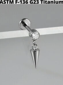1 pièce Boucle d'oreille pendante de cartilage en titane G23 unicolore avec la forme de la lune, étude, 16G, avec filetage interne, épée, helix, oreille tragus, bijoux de piercing corporel