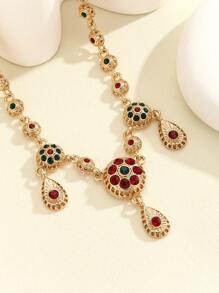 1 pièce Nouveau collier pendentif goutte d'eau de style mode Maroc, Algérie, chaîne de tête de mariée cercle arabe, bijoux classiques français du Moyen-Orient Arabie Saoudite, convient pour le port quotidien des femmes, le mariage, les fêtes, les cadeaux de vacances