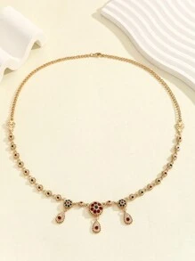 1 pièce Nouveau collier pendentif goutte d'eau de style mode Maroc, Algérie, chaîne de tête de mariée cercle arabe, bijoux classiques français du Moyen-Orient Arabie Saoudite, convient pour le port quotidien des femmes, le mariage, les fêtes, les cadeaux de vacances