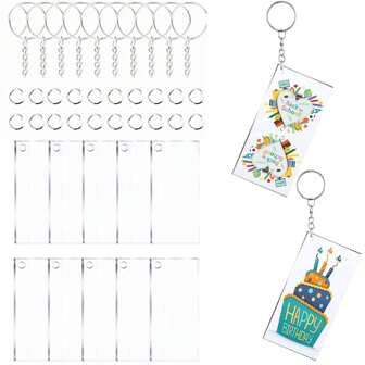 9/15/30 Piezas Yaomiao Llavero acrílico en blanco transparente con anillo para llave para kit de vinilo, rectángulo, disco en blanco precortado para proyectos DIY y manualidades (3/5/10 Set) Accesorios para coche, bolso, mochila para la escuela, accesorios góticos y Y2K, accesorios de Halloween, regalos del Día del Maestro, Navidad, accesorios para bolsos, cordones con portaidentificación, accesorios para coche, regalos para amigos y hermanas