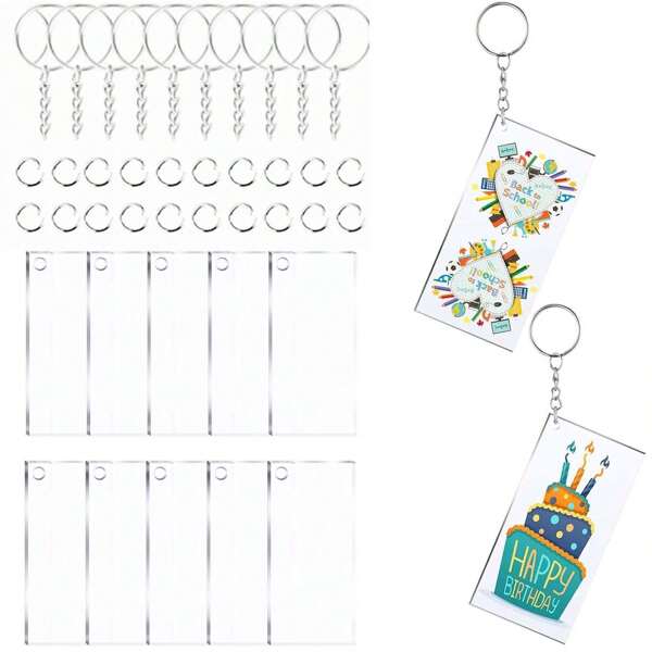 9/15/30 Pcs Yaomiao Acrylic Keychain Blank Clear Song Key Chain Blank For Vinyl Kit Rectangle Key Chain With Key Ring Blank Discs Precut Charms Transparent Blank For DIY Project And Craft ( 3/5/10 Set) Car Accessories Bag Charm Backpack For School Cute Goth Y2k Halloween Accessories Teachers Day Christmas Gift Ideas Bag Accessories Lanyards With Id Holder Car Accessories Bag Charms Car Accessories Friend Sister