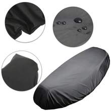 1 PIEZA Funda de asiento impermeable y flexible universal para lluvia de motocicleta y tranvía, cubierta de sillín personalizada, a prueba de polvo, accesorio de motocicleta para entusiastas del aire libre - Negro - Ver 4