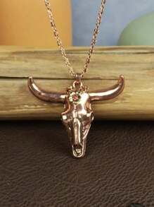 1 pezzo Collana retrò a lunga testa di bue, adatta per occasioni casual, stile unico