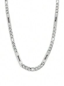 Individuell gravierte Halskette aus Edelstahl mit mehreren Namen für Herren, personalisierte Namensbar-Halskette mit Kette für Väter, Geschenk zum Vatertag, Weihnachten, Thanksgiving, Partys, Jahrestag, Abschluss, Silber, Stilvoll, Farbig, Vintage, Unisex, Hipster, Einfach, Personalisiert, Einzigartig, Ideale Geschenke für ihn, Ideale Geschenke für sie, Sie, Freund, Freundin, Vater, Mutter, Familie, Freunde, für Jahrestage, für Geburtstage, für Abschluss, für Prom, für Partys, Damenketten