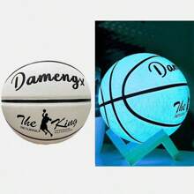 1pc Size 7 Luminous Basketball, Suitable For Outdoor Match And Training, Durable & Glow-In-The-Dark, With Air Inflator And Metal Needle - White - View 1