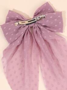 1 件装纯色网状蝴蝶结发夹女童优雅蝴蝶结发夹儿童带尾巴发夹女童节日派对鳄鱼夹 - 彩色 - 查看 7