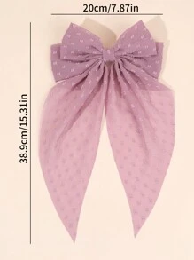 1 件装纯色网状蝴蝶结发夹女童优雅蝴蝶结发夹儿童带尾巴发夹女童节日派对鳄鱼夹 - 彩色 - 查看 8