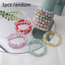 8mm Multi-Color Crackle Glaze Beaded Friendship Bracelet Set For Women - 3pcs Milk Popcorn - View 2