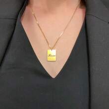 Custom Name Necklace Personalized Square Nameplate Pendant Stainless Steel Box Chain Women Unisex Jewelry Birthday Gift - Square Name Necklace - View 6