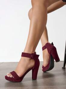 Damen High Heel Sandalen, Schnür-Plateau Keilabsatz mit offener Zehenpartie, Weinrot, elegant, modisch, vielseitig, bequem, geeignet für Urlaub, Party, Weihnachten