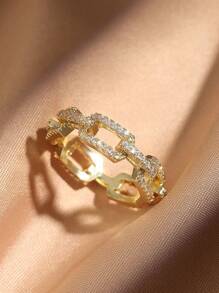 rakol 2pcs Silver Simple Cubic Zirconia Decor Ladies Ring Set - Gold - View 5