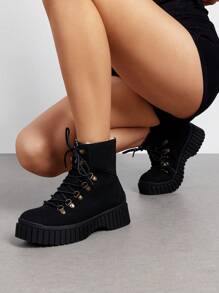 Women's Warm Round Toe Low Heel Ankle Boots With Faux Fur Snow Boots For Work And Everyday Wear Perfect For Daily Commutes, Dates, Shopping, Or Holiday Celebrations - 黑色/麂皮 - 查看 2