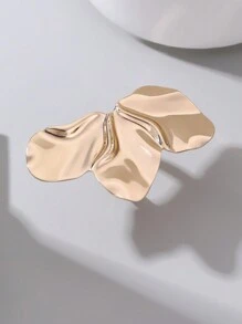 1/5pcs Oversized Metal Bowknot Flower Asymmetrical Chunky Ring Fashion Jewelry, Suitable For Parties Valentines - Gold - View 13