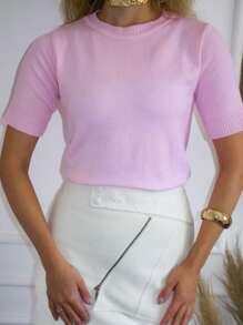 Blusa Feminina Manga Curta Moda Elastano