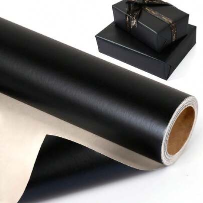 1 Roll Matte Metallic Finish Wrapping Paper, Solid Black Color Suitable For Halloween, Weddings, Valentine's Day, Birthdays, Christmas, DIY Bouquets, Metallic Christmas Gifts, DIY Christmas Decorations, Solid Patterns, Matte Wrapping Paper, Halloween, Thanksgiving, Autumn, Winter