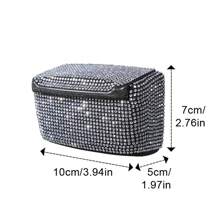 1pc Car Ashtray With Cover, Rhinestone Crystal Decor, Vehicle Air Vent Ashtray With Blue LED Light, Mini Car Trash Bin Smokeless Ashtray