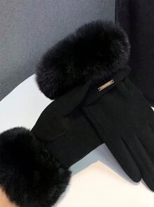 1 Pair Silver Long Sparkly Sequin Fingerless Party Fashion Gloves For Women - Black - View 2