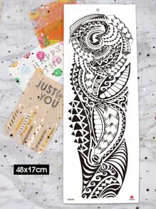 1 张超大全臂尺寸人体艺术临时纹身贴纸，男女皆宜，黑色黑色力量毛利图腾图案，防水假袖纹身，持续 2-5 天，遮盖疤痕，可用于手臂手腕肩腿腰颈手胸部大腿手指，最佳朋友情侣派对纹身 - 黑色 - 查看 6