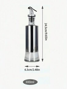 1pc Stainless Steel Oil Bottle With Glass Container, Oil & Vinegar Sauce Dispenser, Scale & Clamp Design For Oil Control, Home & Kitchen Use - Multicolor - View 7
