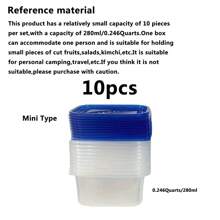 10 stuks 280 ml herbruikbare plastic voedselcontainers met deksels, transparante bentobox voor picknick, dessert, multifunctioneel